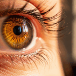 Close-up of a healthy human eye, conveying clarity and good vision.